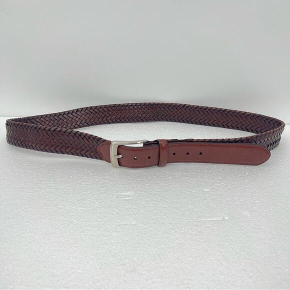 Men's belt 42 brown woven leather - Picture 2 of 9